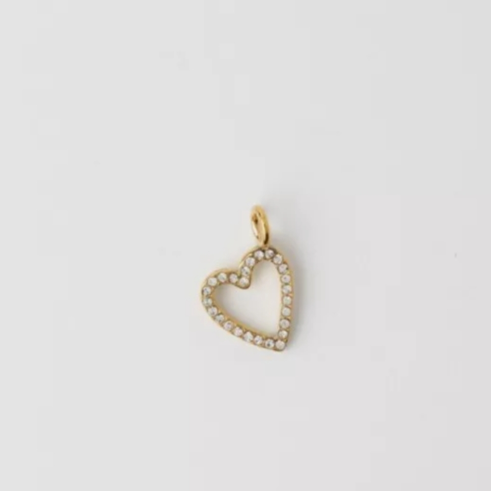 Gold Heart Pendant with Crystals